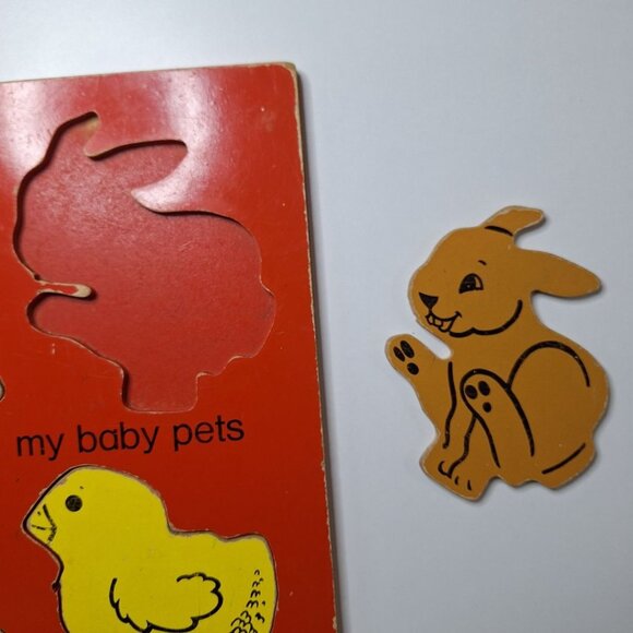 Playskool My Baby Pets Puzzle 155-14 Kitten Lamb Chick Rabbit Bunny Cat Sturdy - Picture 4 of 6